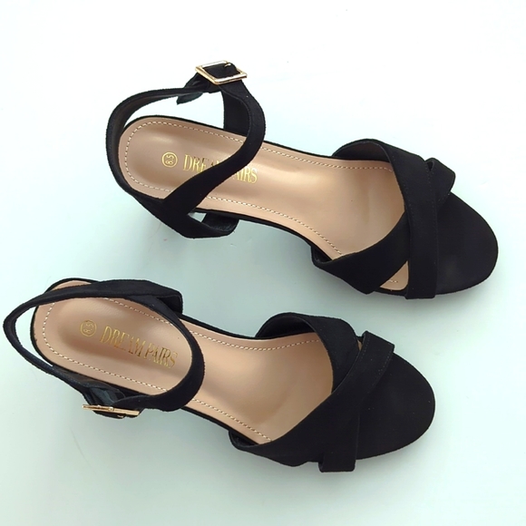 Dream Pairs Open Toe Ankle Strap Sparkly Strappy Chunky Heels Pump Sandals 8.5 - Picture 3 of 9